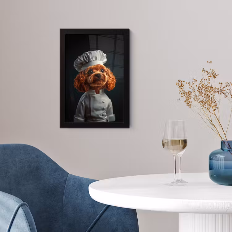 Poster met lijst - Bruin - Kok - Hondje — 2