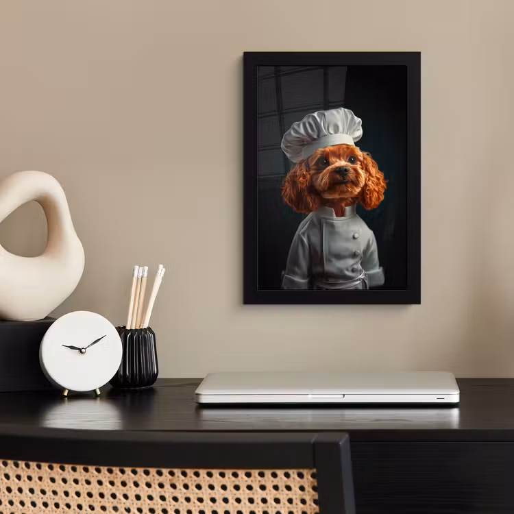 Poster met lijst - Bruin - Kok - Hondje — 3