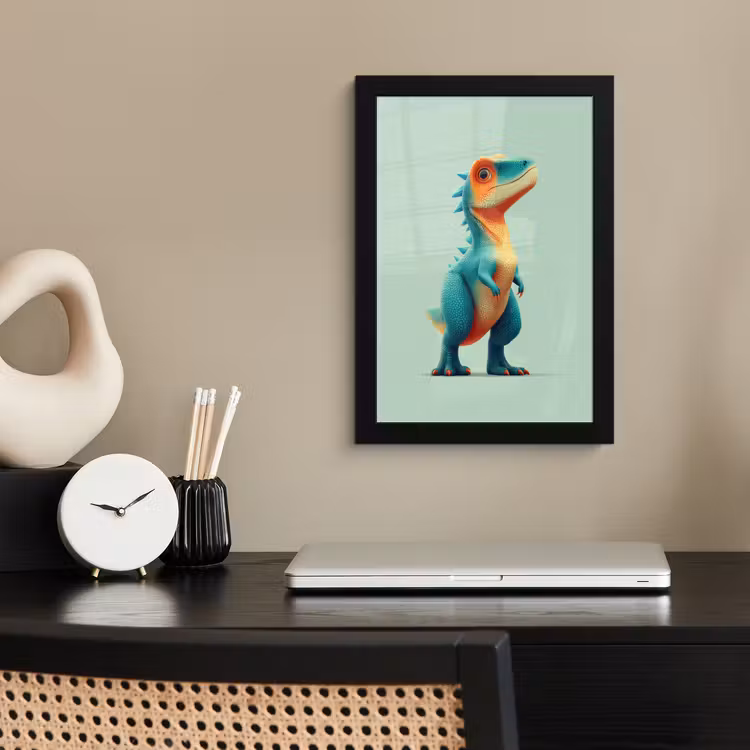 Poster met lijst - Cartoon - Dino - Oranje - Stekels — 3