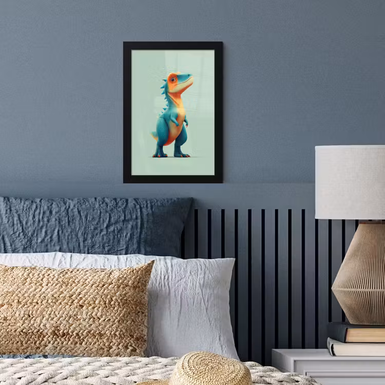 Poster met lijst - Cartoon - Dino - Oranje - Stekels — 4