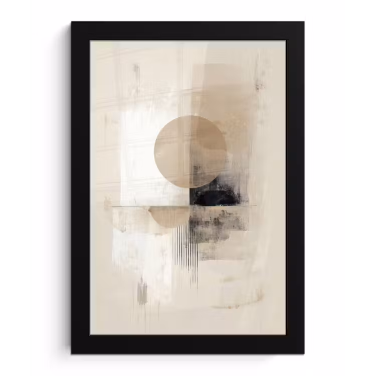 Poster met lijst - Cirkel - Compositie - Diepte - Beige — 1