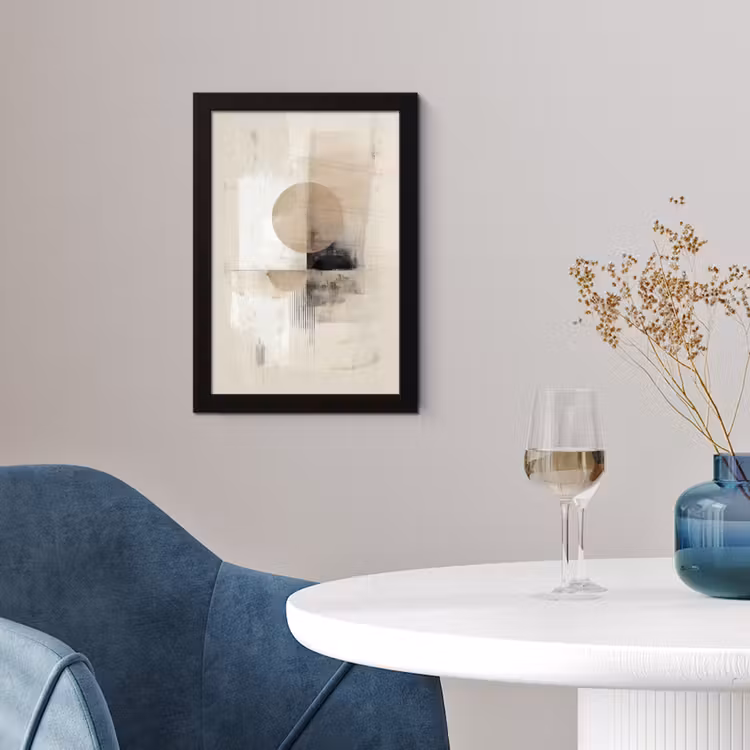 Poster met lijst - Cirkel - Compositie - Diepte - Beige — 2
