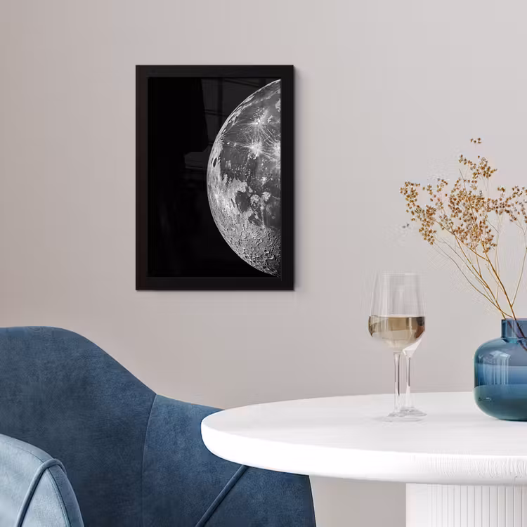 Poster met lijst - Close-up - Maan - Wit - Textuur — 2