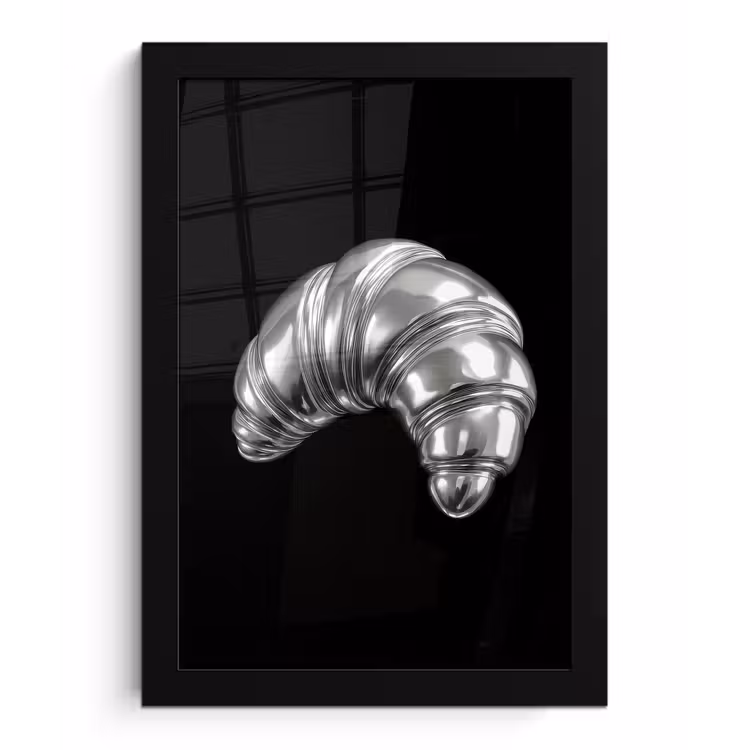 Poster met lijst - Croissant - Metaal - Zilver — 1