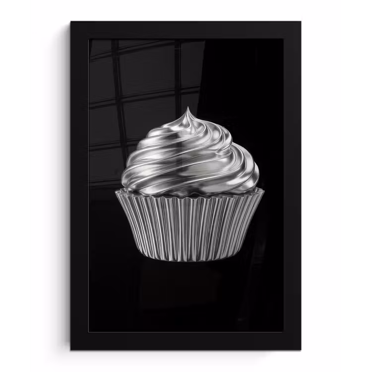 Poster met lijst - Cupcake - Luxueus - Zilver — 1