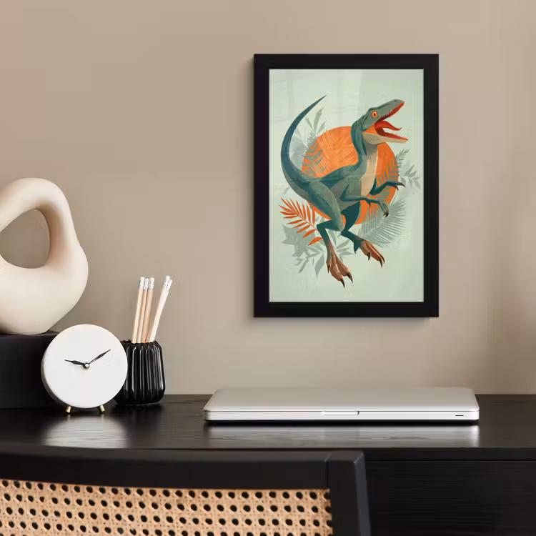 Poster met lijst - Dino - Bladeren - Grafisch - Groen — 3