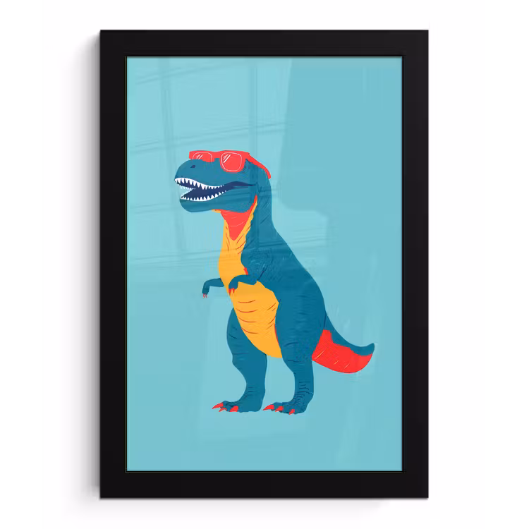 Poster met lijst - Dinosaurus - Blauw - Zonnebril — 1