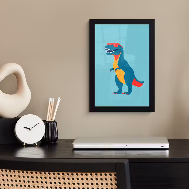 Poster met lijst - Dinosaurus - Blauw - Zonnebril — 3