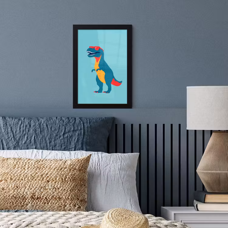 Poster met lijst - Dinosaurus - Blauw - Zonnebril — 4