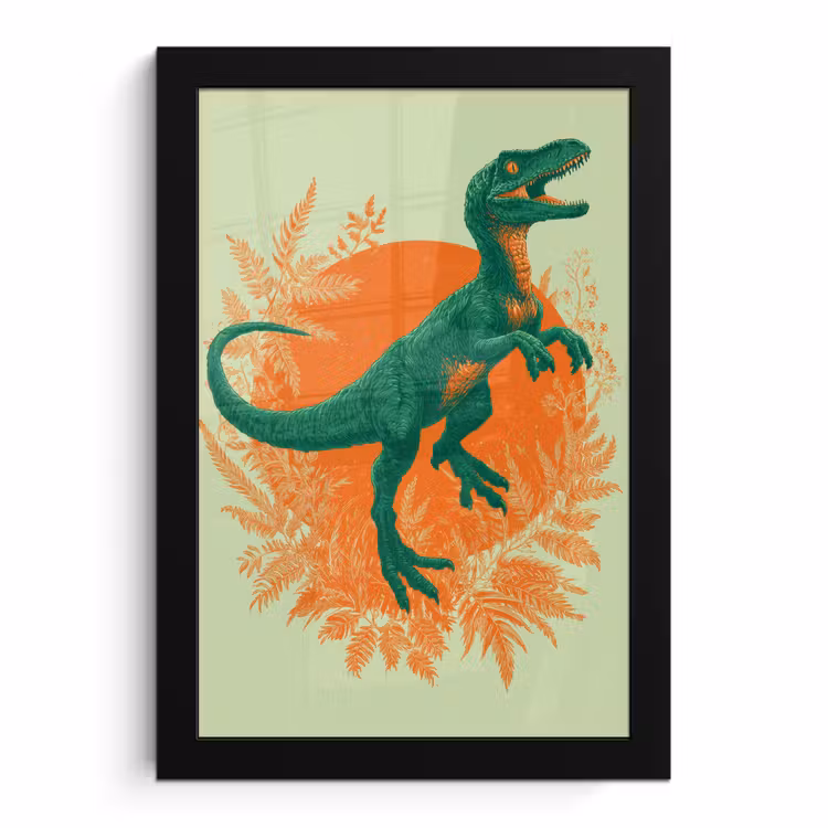 Poster met lijst - Dinosaurus - Groen - Planten - Cirkel — 1