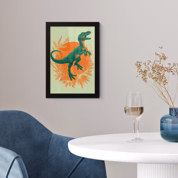 Poster met lijst - Dinosaurus - Groen - Planten - Cirkel — 2