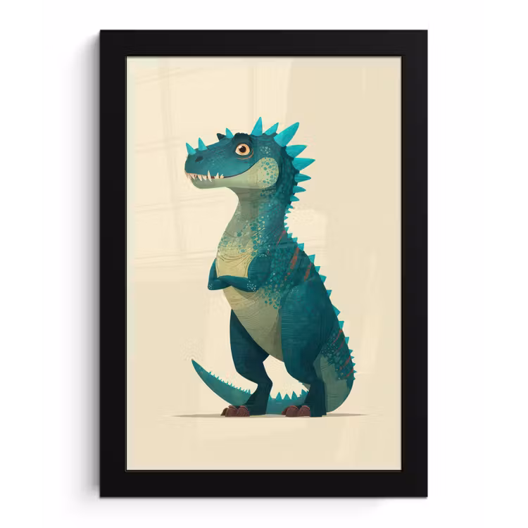 Poster met lijst - Dinosaurus - Turquoise - Stekels — 1