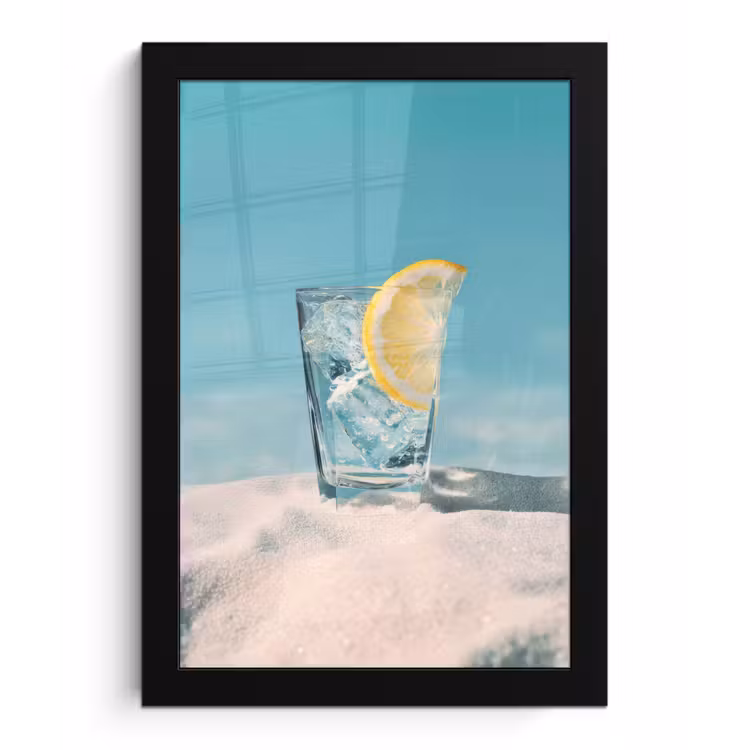 Poster met lijst - Glas - ijsblokjes - Citroen — 1