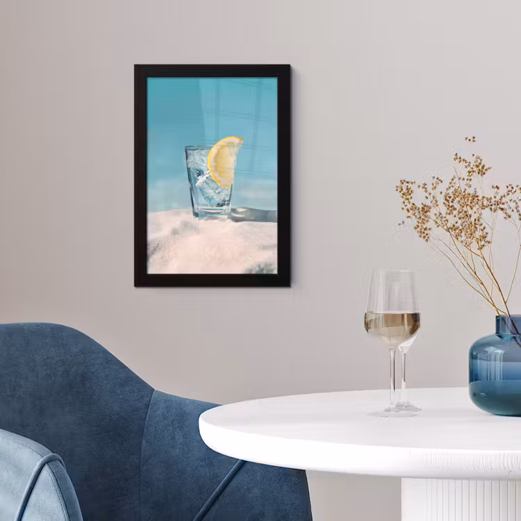 Poster met lijst - Glas - ijsblokjes - Citroen — 2