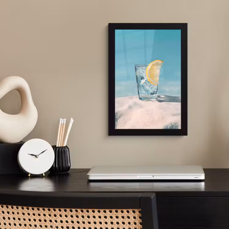 Poster met lijst - Glas - ijsblokjes - Citroen — 3
