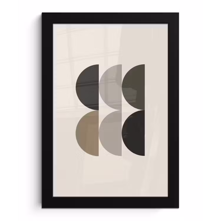 Poster met lijst - Halve cirkels - Aardetinten - Grafisch — 1
