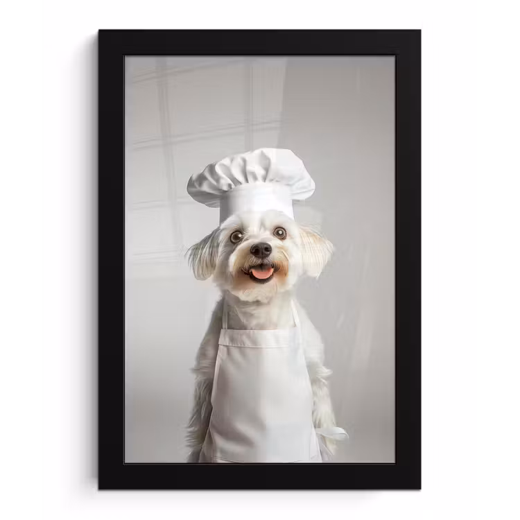 Poster met lijst - Hond - Wit - Kok — 1