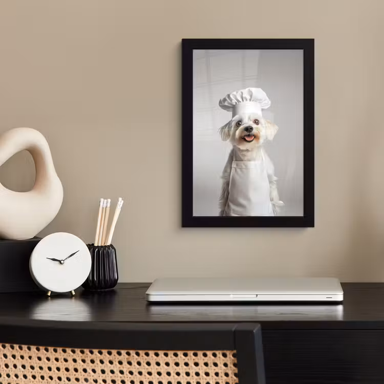 Poster met lijst - Hond - Wit - Kok — 3