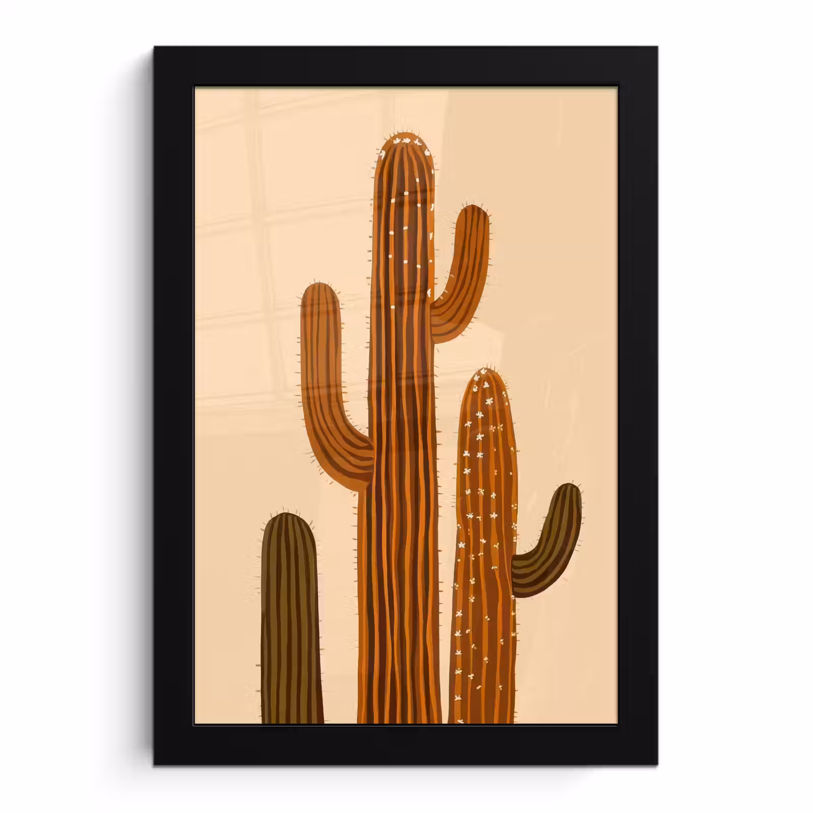 Poster met lijst - Cactus - Woestijn - Zand - Bruin — 1