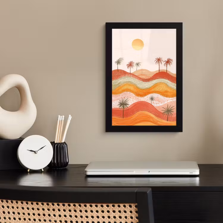 Poster met lijst - Abstract landschap - Palmbomen - Kleurrijk — 3