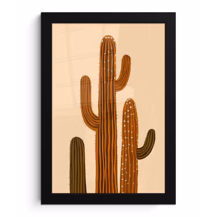 Poster met lijst - Cactus - Woestijn - Zand - Bruin — 1