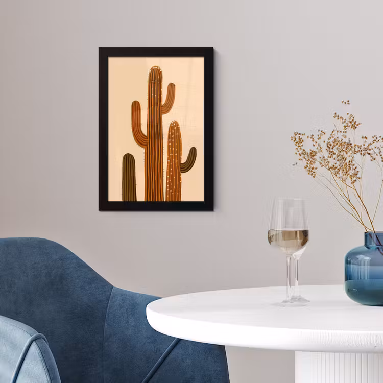 Poster met lijst - Cactus - Woestijn - Zand - Bruin — 2