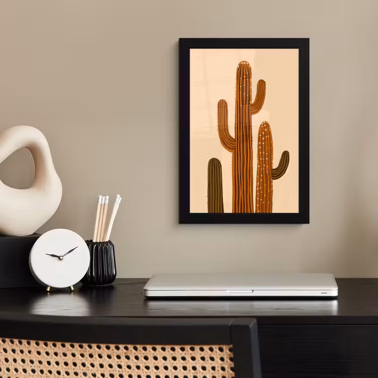Poster met lijst - Cactus - Woestijn - Zand - Bruin — 3