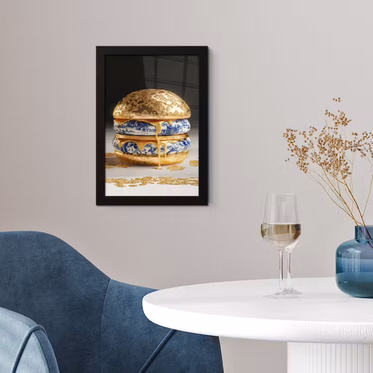 Poster met lijst - Delftsblauw - Goud - Burger — 2