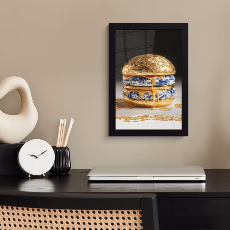 Poster met lijst - Delftsblauw - Goud - Burger — 3