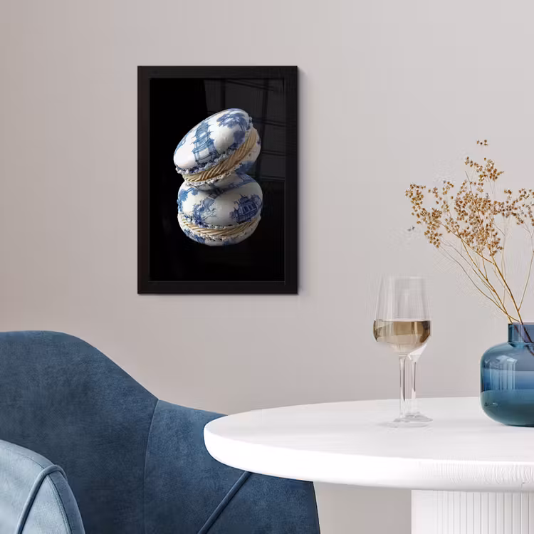 Poster met lijst - Eten - Macarons - Delfts blauw - Koekjes — 2