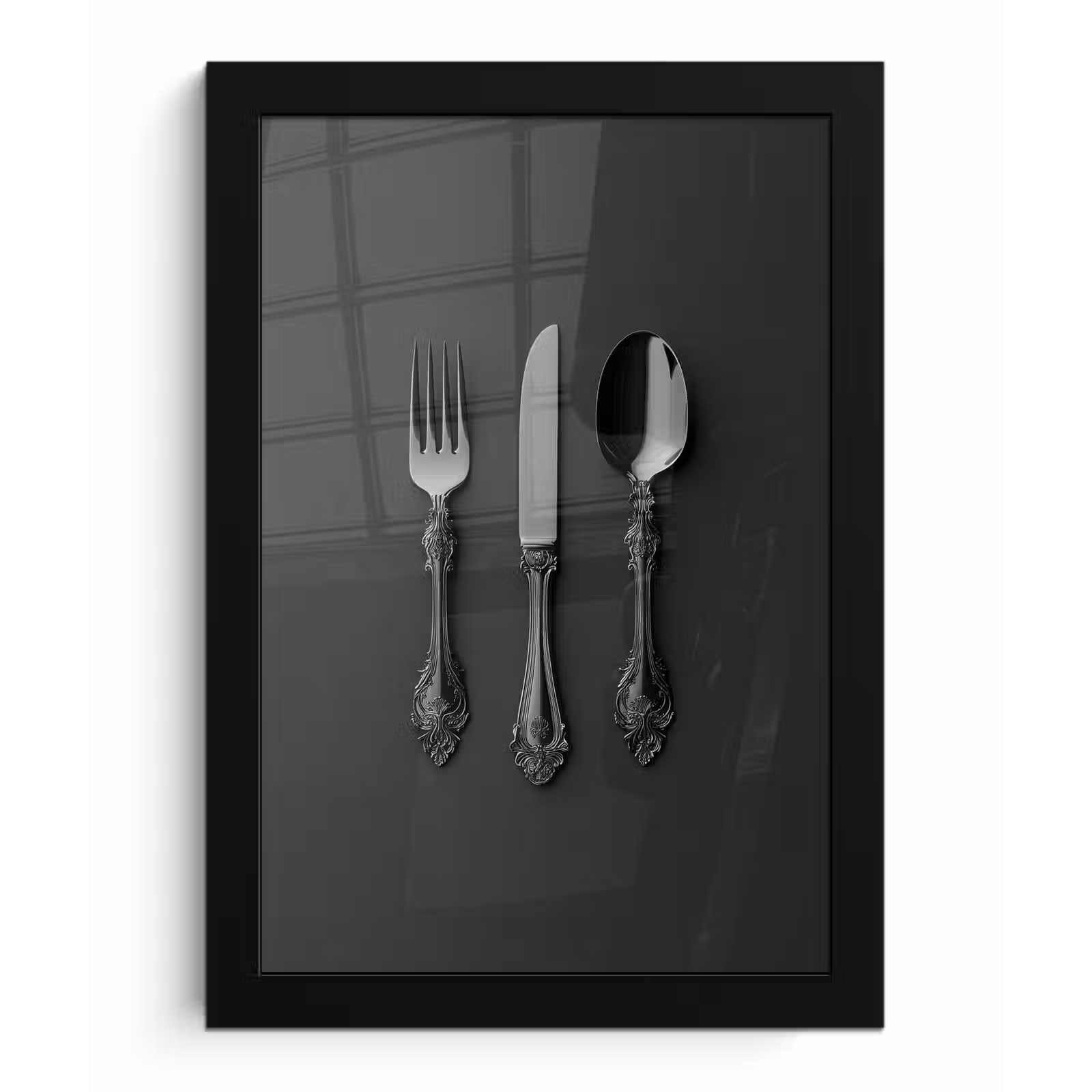 Poster met lijst - Bestek - Zwart — 1