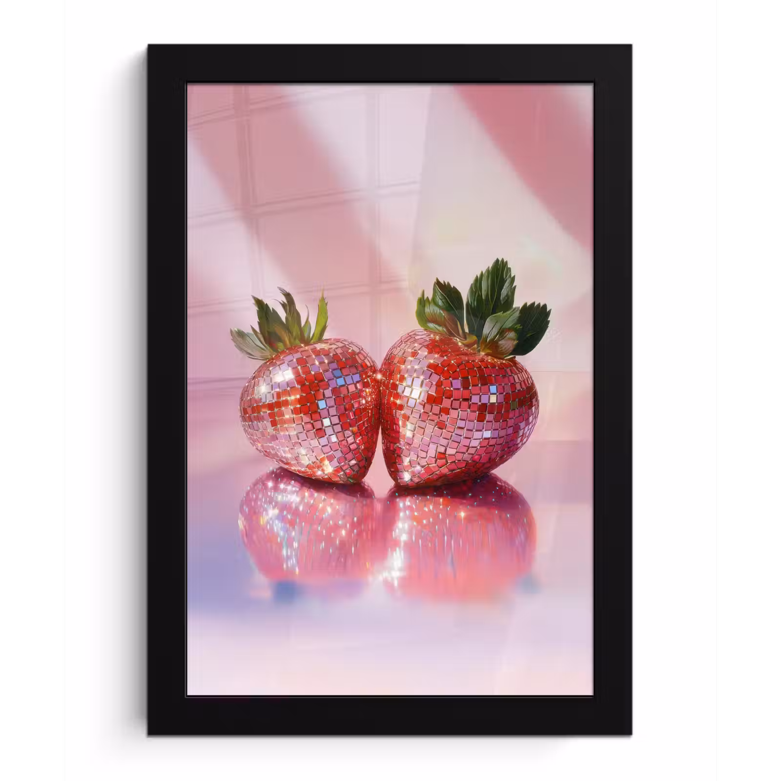 Poster met lijst - Disco - Fruit - Glitter - Strawberry — 1