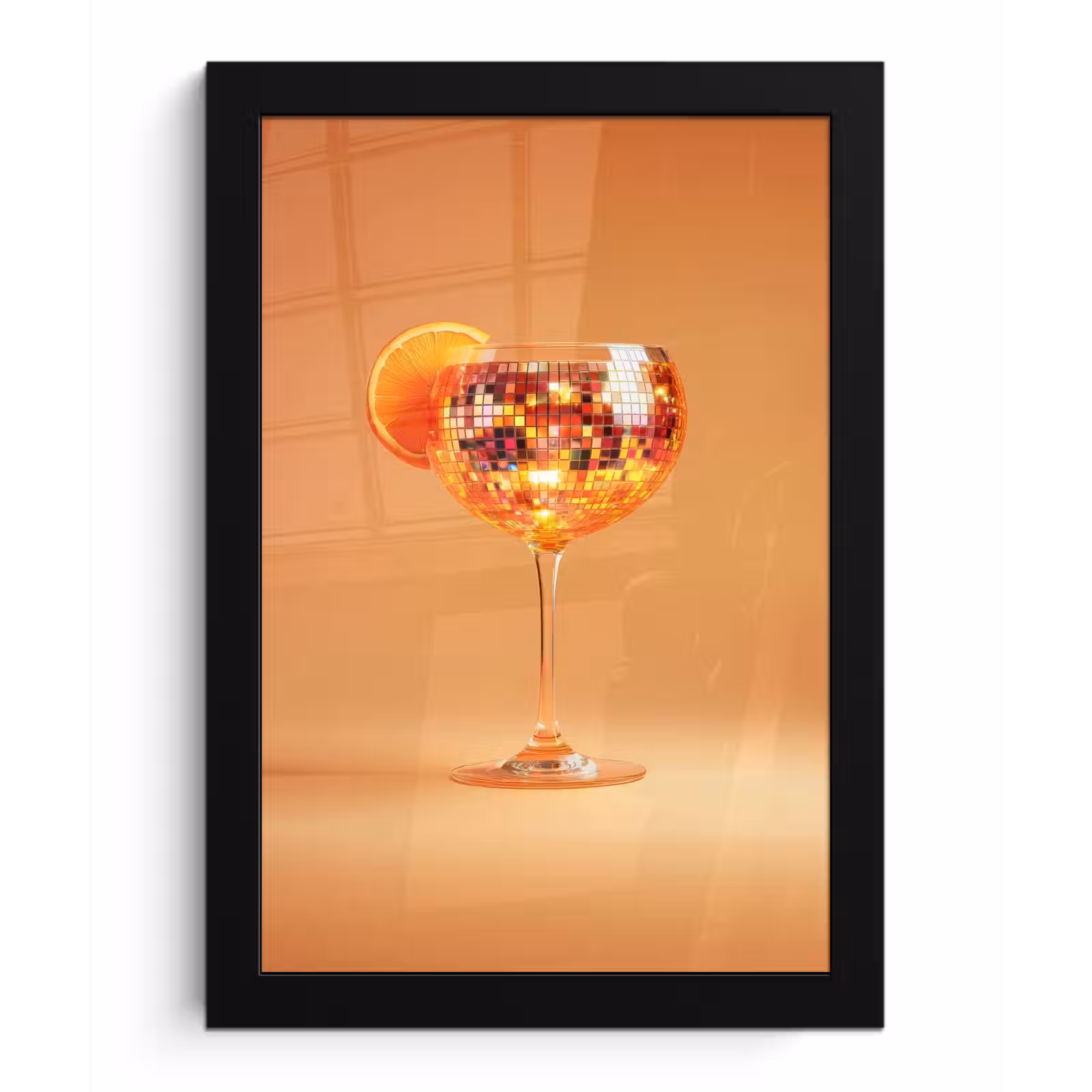 Poster met lijst - Drank - Oranje - Glitter - Disco — 1