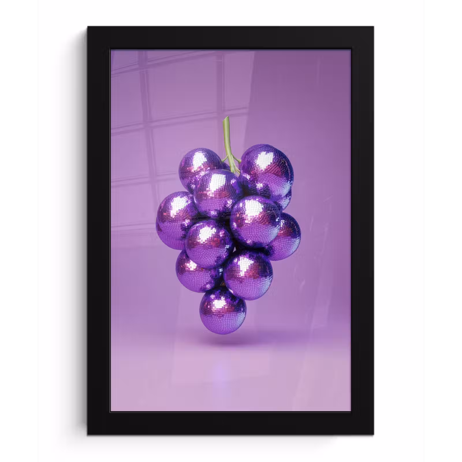 Poster met lijst - Druif - Disco - Glitter - Paars — 1