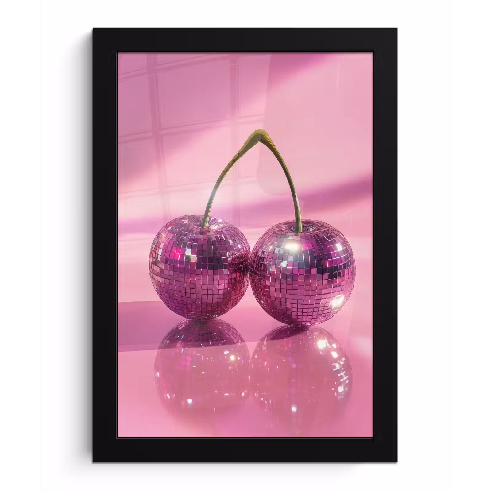 Poster met lijst - Glitter - Discobol - Roze - Kersen — 1