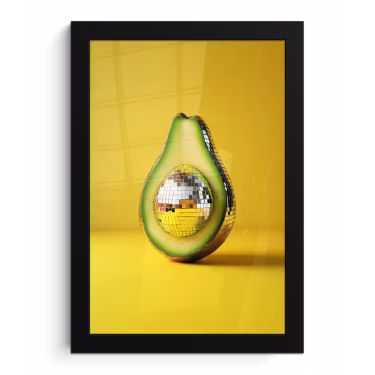 Poster met lijst - Avocado - Discobal - Geel - Glitter — 1