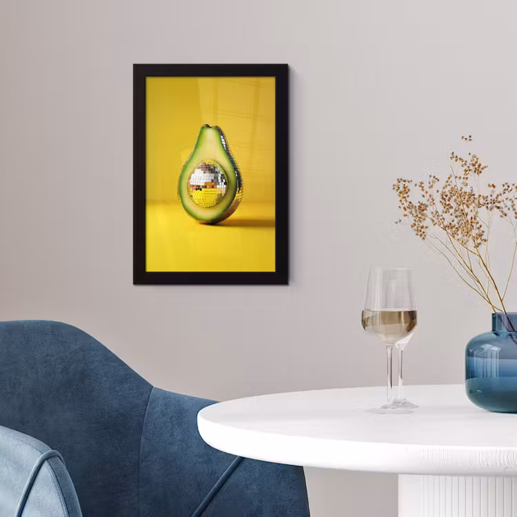 Poster met lijst - Avocado - Discobal - Geel - Glitter — 2