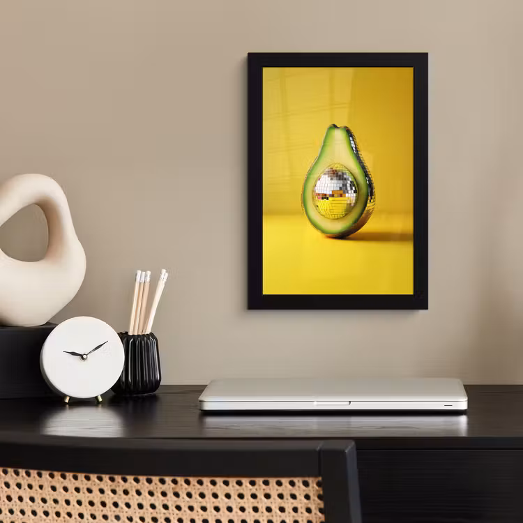 Poster met lijst - Avocado - Discobal - Geel - Glitter — 3