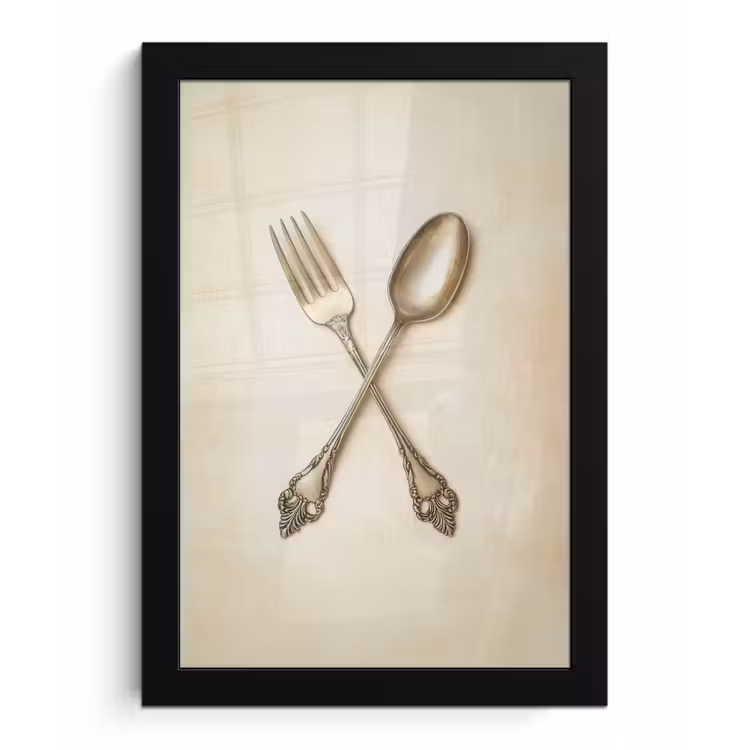 Poster met lijst - Beige - Vintage - Bestek — 1
