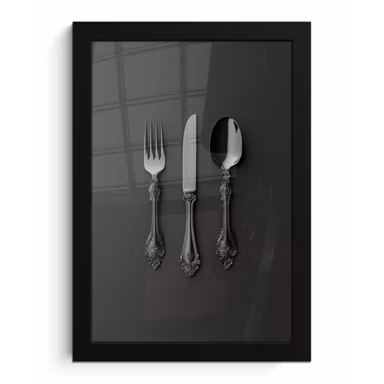 Poster met lijst - Bestek - Zwart — 1