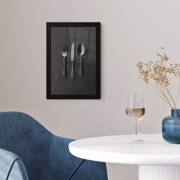 Poster met lijst - Bestek - Zwart — 2