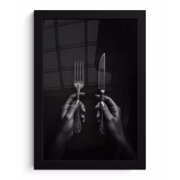 Poster met lijst - Bestek - Zwart - Wit — 1