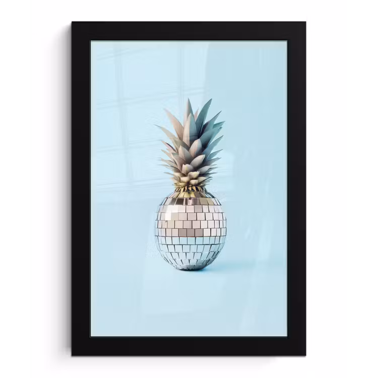 Poster met lijst - Blauw - Ananas - Disco - Discobal — 1