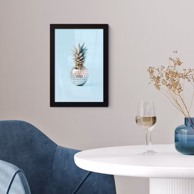 Poster met lijst - Blauw - Ananas - Disco - Discobal — 2