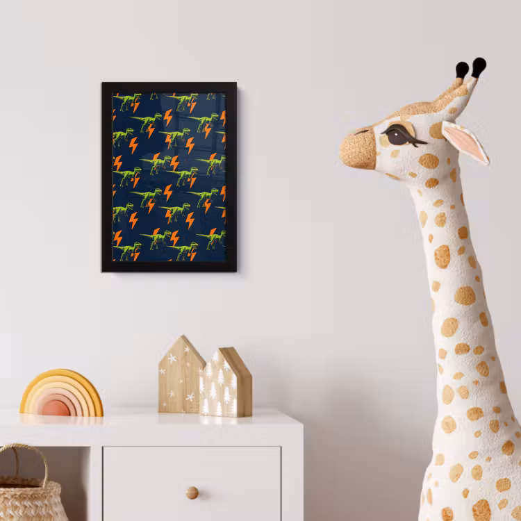 Poster met lijst - Bliksemschichten - Oranje - Dinosaurussen — 5