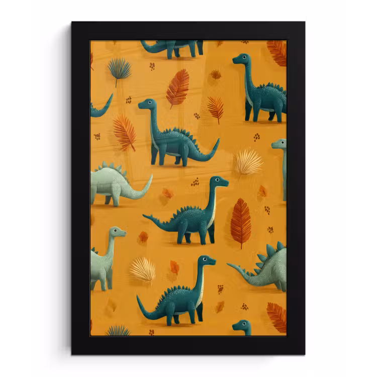 Poster met lijst - Dinosaurussen - Stekels - Herfstbladeren - Bruin — 1
