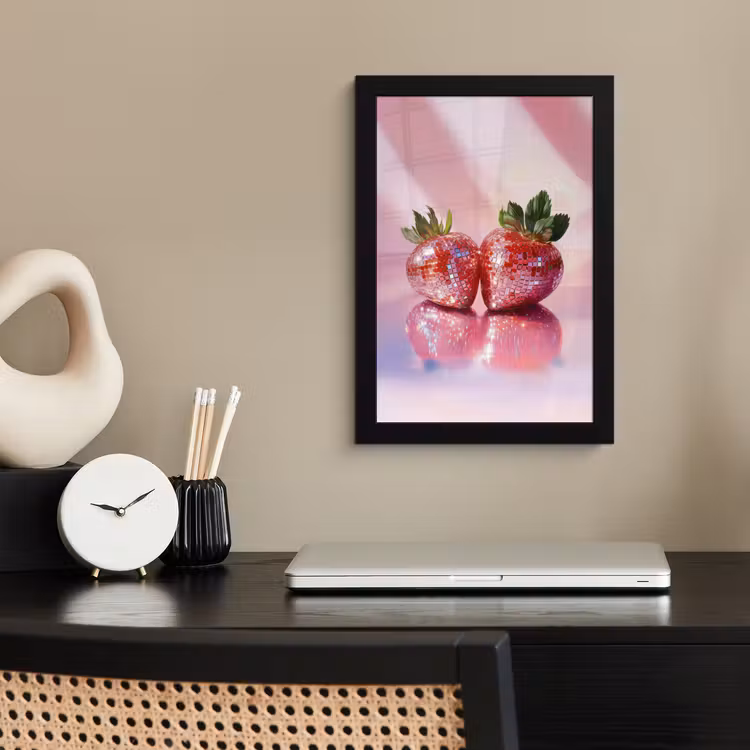 Poster met lijst - Disco - Fruit - Glitter - Strawberry — 3