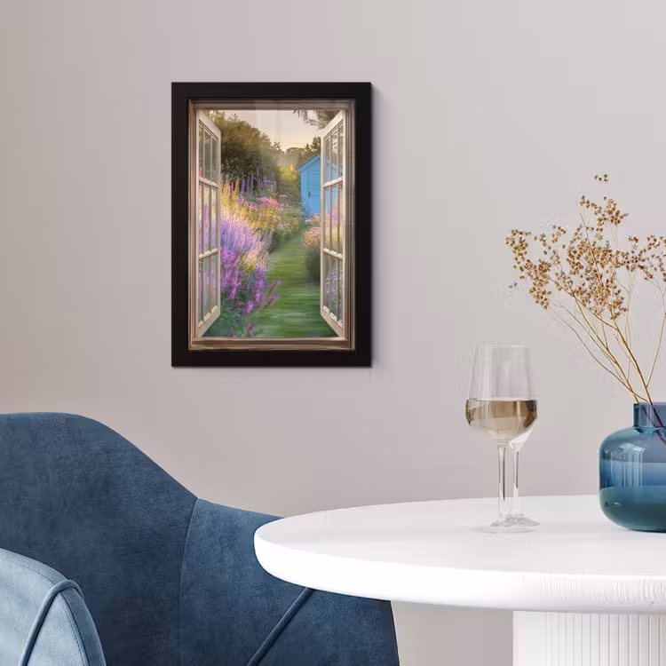 Poster met lijst - Doorkijk - Bloemen - Raam - Natuur — 2