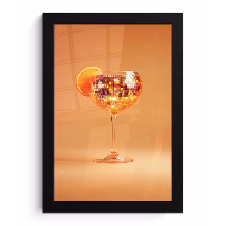 Poster met lijst - Drank - Oranje - Glitter - Disco — 1