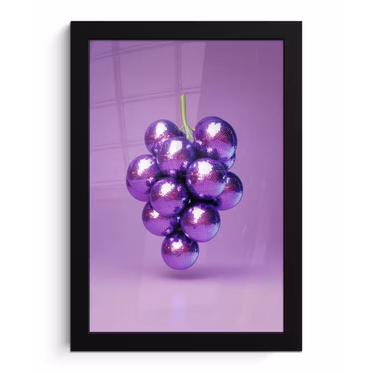 Poster met lijst - Druif - Disco - Glitter - Paars — 1